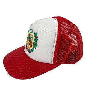 Perú Nazca Unisex Red And White Embroidered Mesh Adjustable Baseball Cap O/S